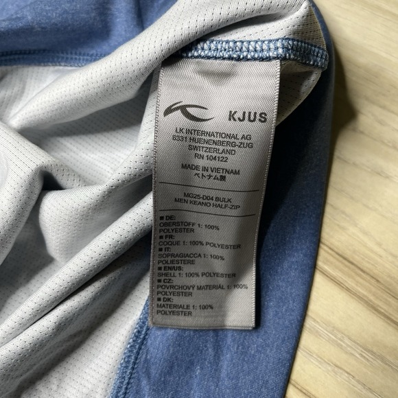 KJUS Men's 1/2 Zip Performance Golf Pullover Sweater Blue Size Medium Logo - Picture 9 of 16